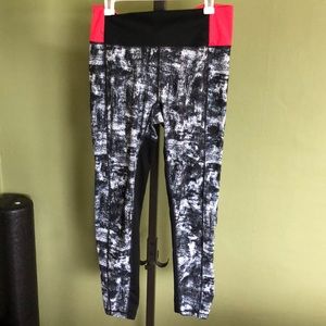 adidas black & white leggings with high pink waist